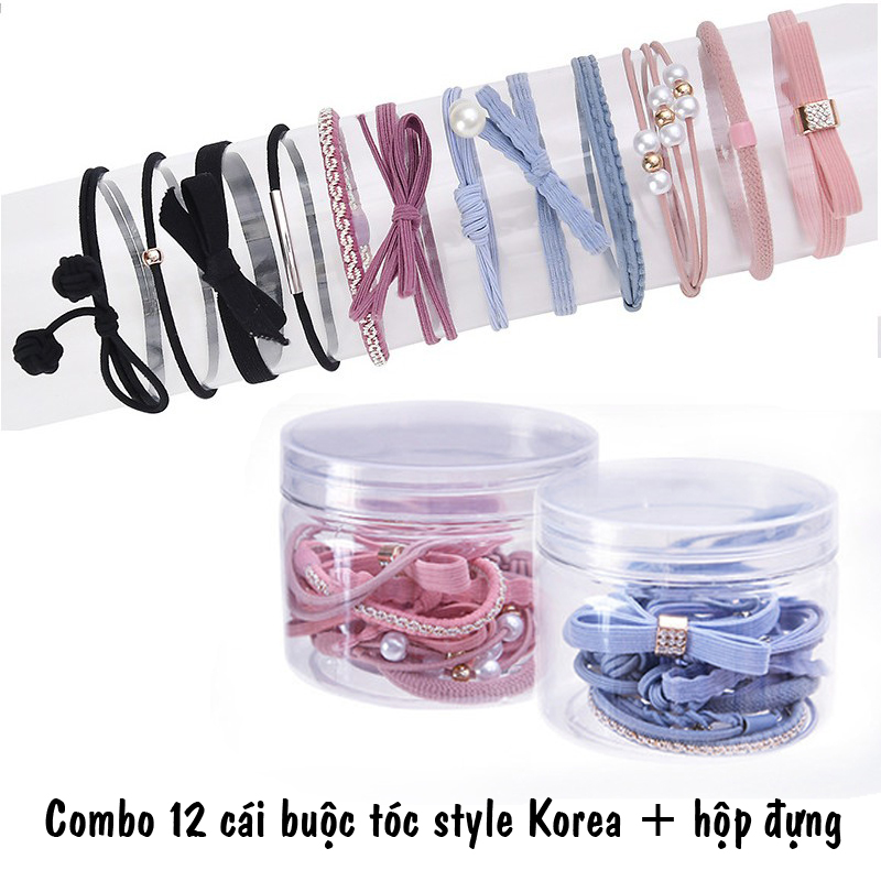 HỘP 12 DÂY BUỘC TÓC SIÊU XINH CHO MẸ VÀ BÉ- SET 12 DÂY CỘT TÓC HÀN QUỐC CO GIÃN TỐT, SIÊU BỀN, SIÊU RẺ, CHẤT LƯỢNG TỐT