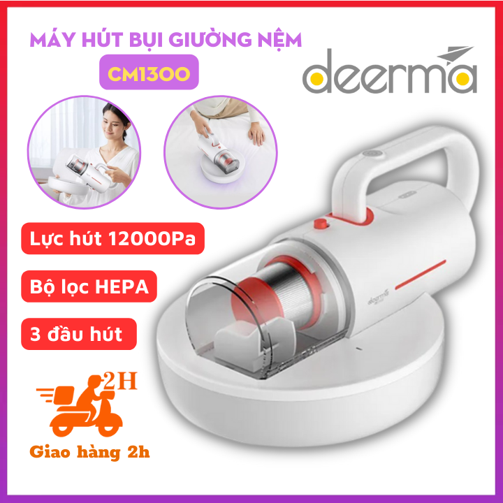 Máy hút bụi giường đệm đa năng deerma cm1300 - tiêu diệt vi khuẩn uv 99% - lực hút 12000pa - bảo hành 12 tháng