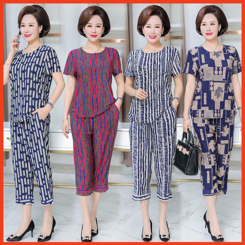 Bộ tniên mặc nhà thun lạnh -bộ mặc nhà co giãn cho mẹ