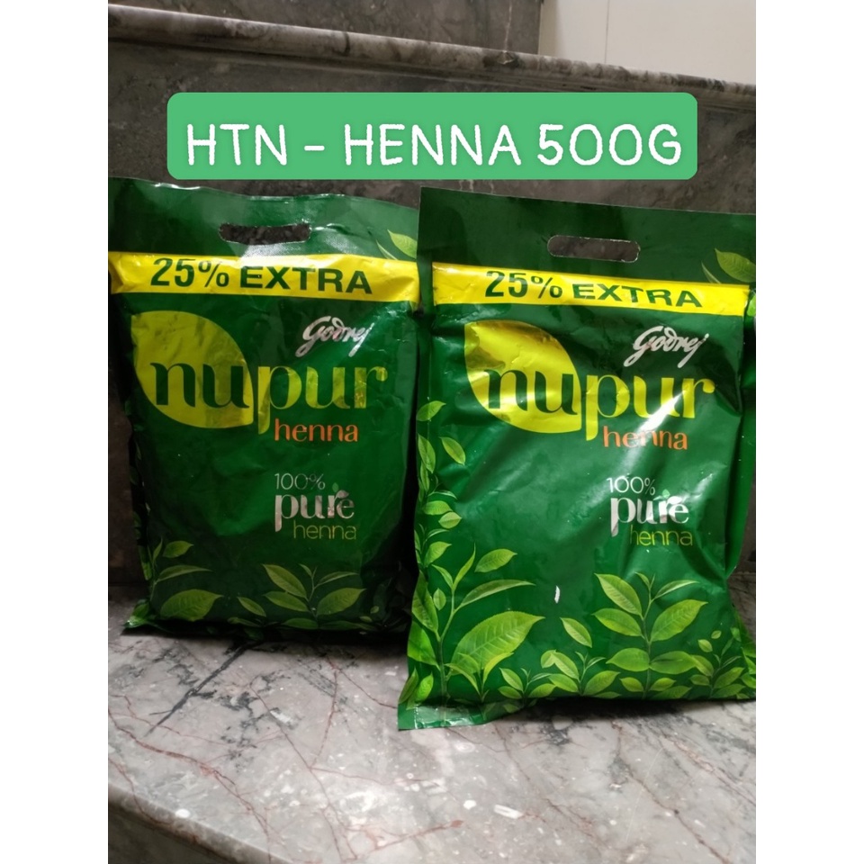 Bột lá nhuộm tóc henna nguyên chất - Chuyên nhuộm phủ bạc - Nupur henna pure 500g