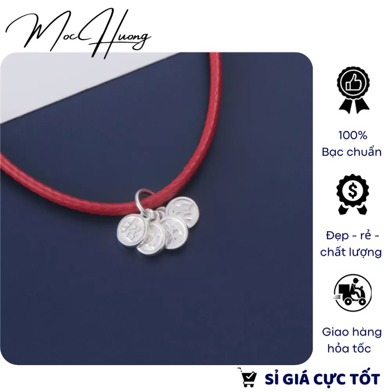 Charm bạc khắc chữ may mắn đến - MH855