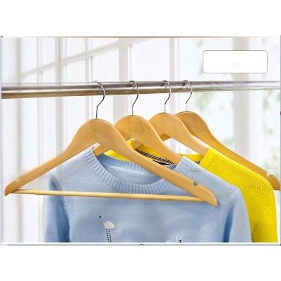 Combo 10 móc gỗ tam giác, móc treo quần áo bằng gỗ có thanh ngang, móc gỗ treo đồ bộ