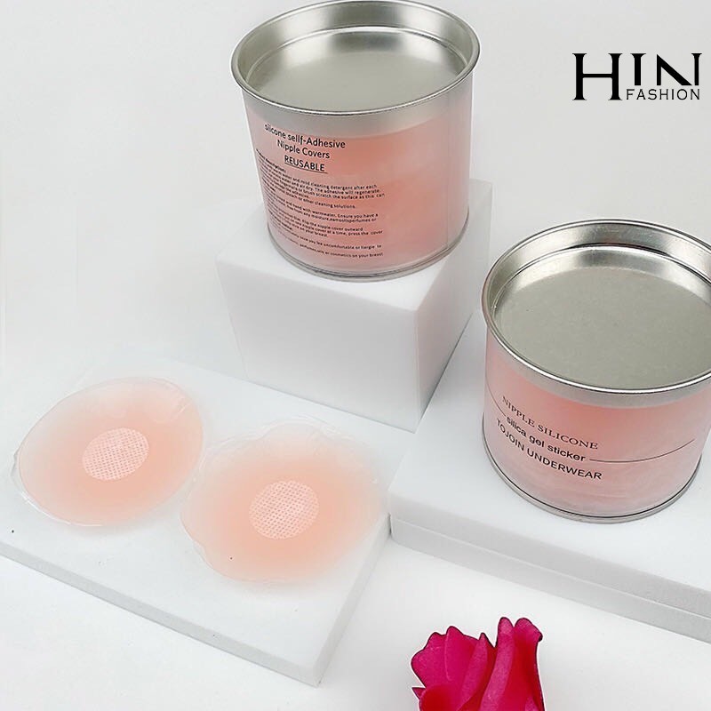 Hộp 10 miếng dán ngực silicon siêu xinh dòng cao cấp (5 cặp) - đường kính 6.5cm - miếng dán nhũ hoa - miếng dán ti - áo ngực dán - HIN Fashion P07