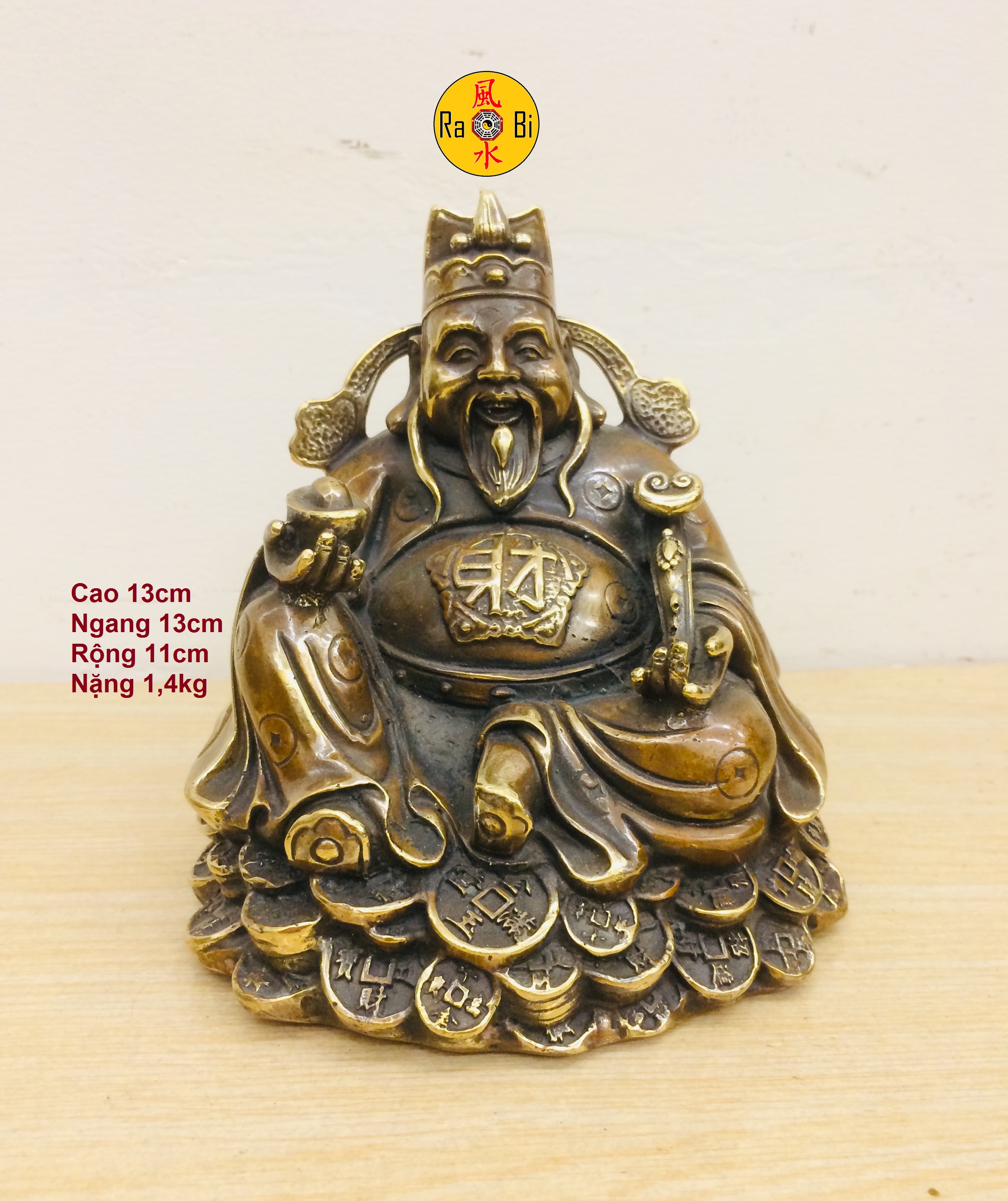 Thần Tài ngồi Tiền Vàng - Thần Tiền - Tượng Đồng Phong Thủy - Đồ Đồng Mỹ Nghệ