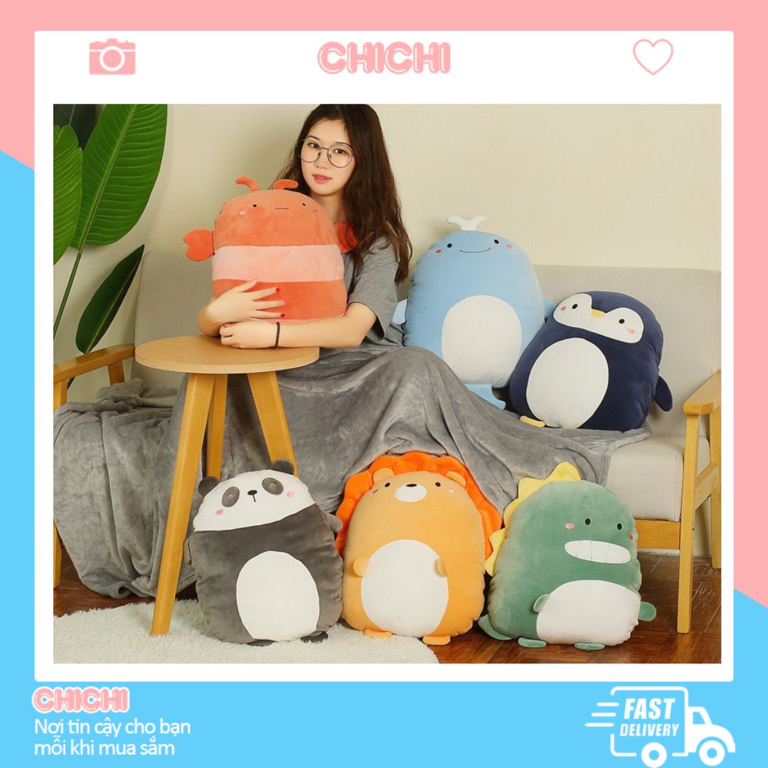 Bộ chăn gối văn phòng 3 trong 1 hình thú hoạt hình dễ thương chất liệu nỉ nhung siêu mềm mịn gấu kèm mền tiện lợi gọn nhẹ và vô cùng đáng yêu GM031-Chichi