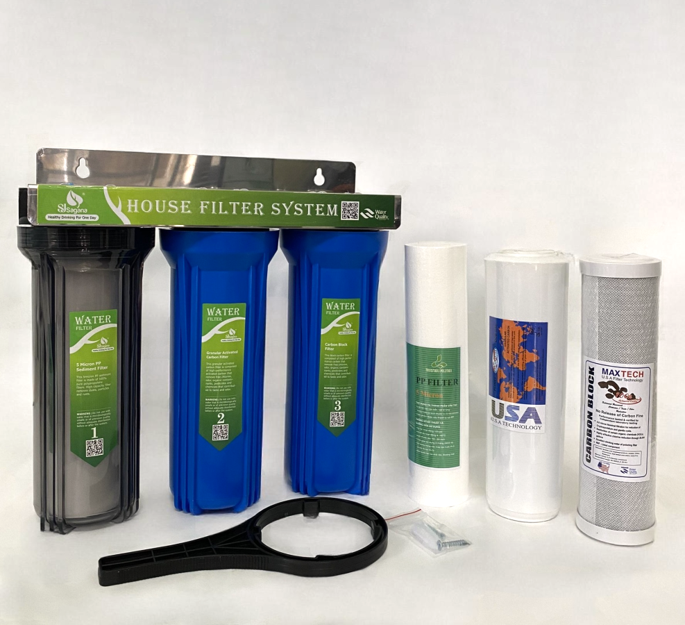 Combo bộ lọc nước ba cấp bộ lọc thô 10 inch + bộ ba lõi số 1 2 3