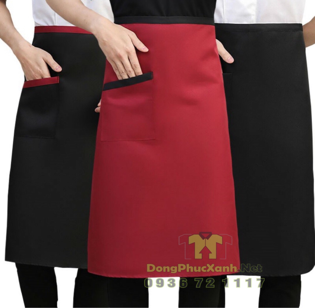 Tạp dề đầu bếp Nhà Hàng Khách Sạn Tạp dề bếp nam Tạp dề bếp trưởng Có túi