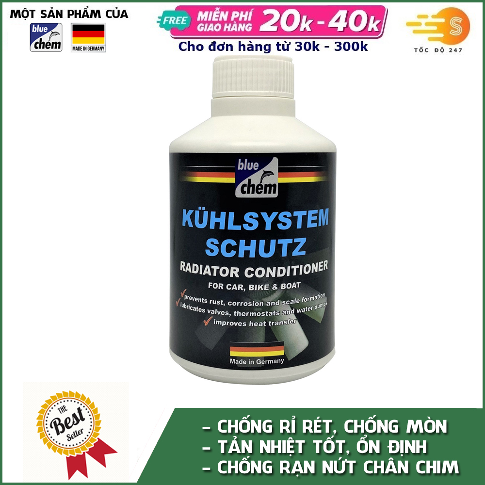 Phụ gia bảo dưỡng két nước mát Bluechem 33306E - Tốc độ 247 Bảo vệ két nước tất cả dòng xe