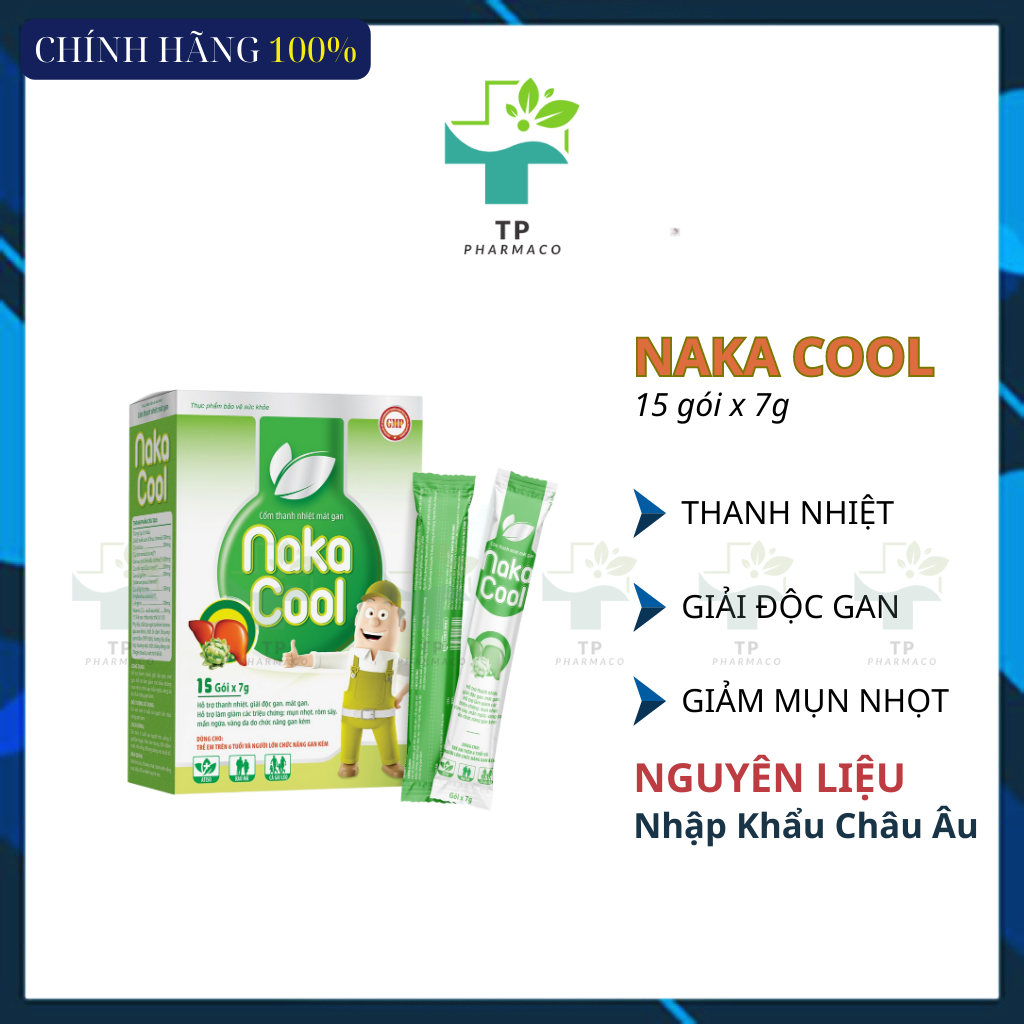 Cốm thanh nhiệt mát gan NAKA COOL_Thanh nhiệt, giải độc gan, giảm mụn nhọt_15 gói/hộp