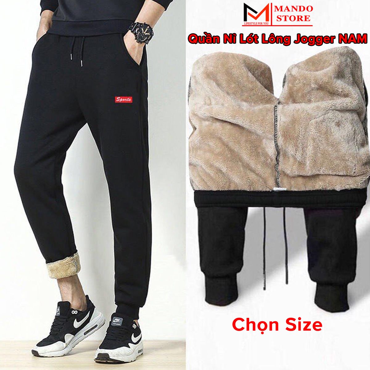 Quần nỉ lót lông nam cao cấp dày xịn, quần nỉ jogger giữ nhiệt thu đông quần chơi thể thao siêu âm