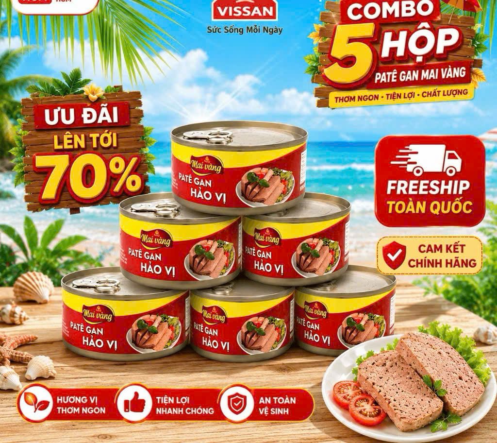 Combo 5 Gía Sốc Pate Gan Hảo Vị Vissan Hộp 150g Date 2029 - V22