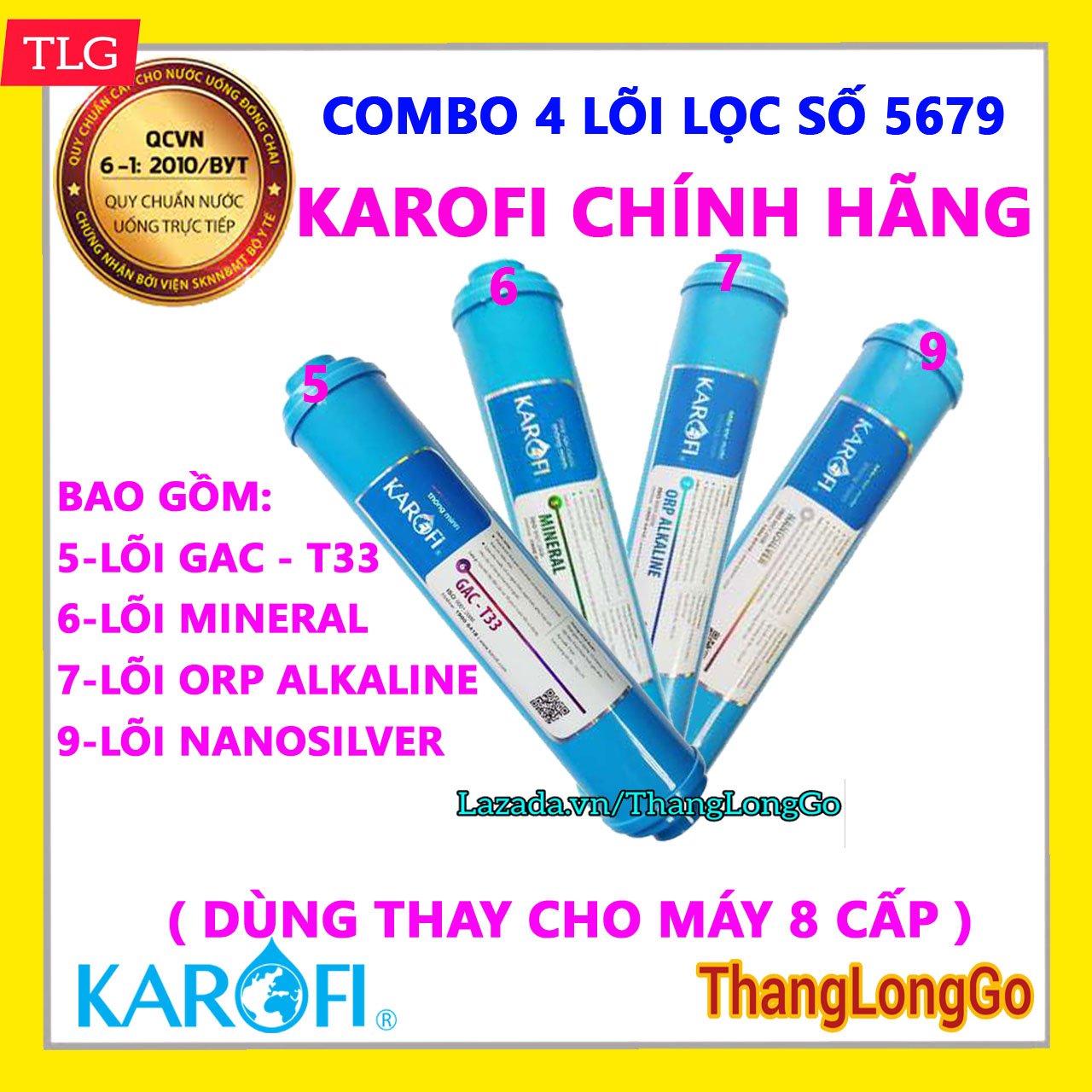 LÕI TẠO VỊ KAROFI SỐ 5-6-7-9 [MÁY 8 CẤP LỌC] | GỒM LÕI T33 - MINERAL - ALKALINE - NANO