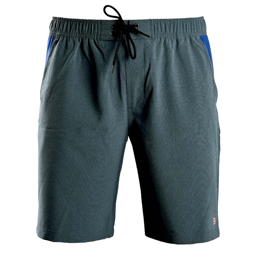 Quần short thể thao nam quần đùi thun nam polyester cao cấp Breli - BQS9009-1M-RTE2 (Xanh kẻ sọc)