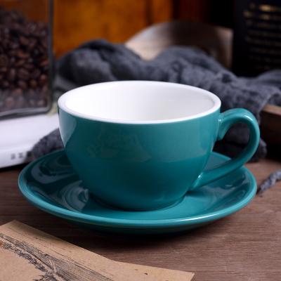 Bộ ly cafe sứ capuchino 220 ml đẹp mắt màu xanh biển