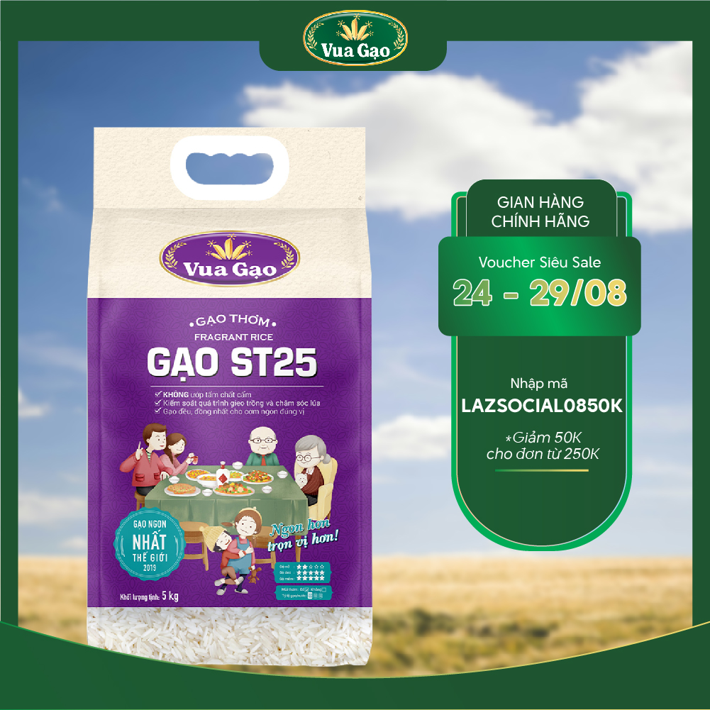 ( Date mới - Hỏa tốc ) Gạo ST25 - Chính Hãng Vua Gạo - Túi 5kg