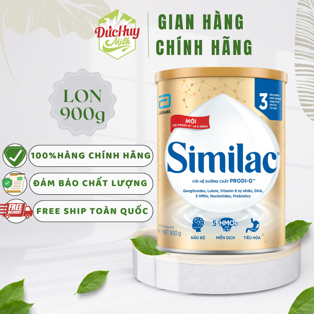 Sữa bột Similac 3 900g đột phá dinh dưỡng 5G mới cho trẻ từ 1-2 tuổi miễn dịch khỏe nhanh trí tựa "5G"