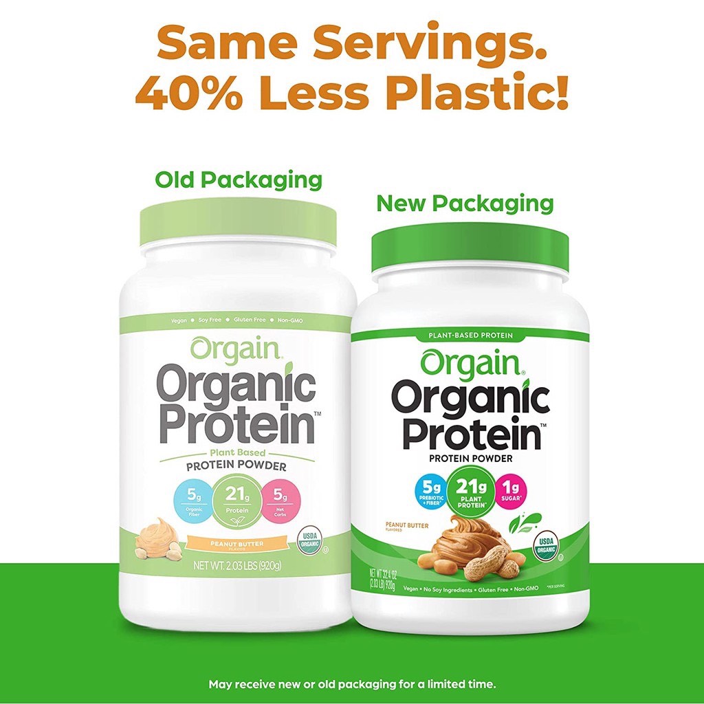 Bột Pha Orgain Organic Protein, đạm hưu cơ thực vật Gym - Keto - Lowcarb hương bơ đậu phộng Peanut Butter