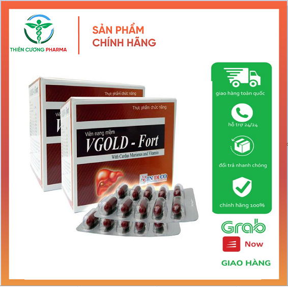 Bổ gan v-gold fort - tăng cường chức năng gan - hộp 60 viên