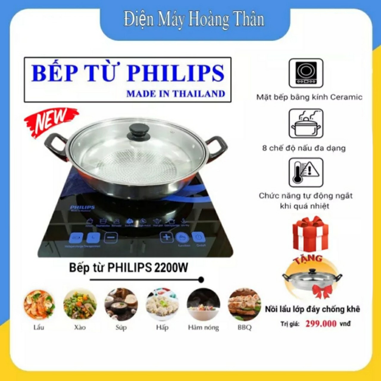 Bếp từ đơn cảm ứng Philips PL-29 tặng kèm nồi. bếp từ cảm ứng ,bếp từ đơn ,bếp điện từ ,bếp từ, Mặt Kính Chịu Lực tốt Tiết Kiệm Điện Năng khóa trẻ em an toàn màn hình hiển thị rõ dàng dễ dàng vệ sinh BH 12 THÁNG