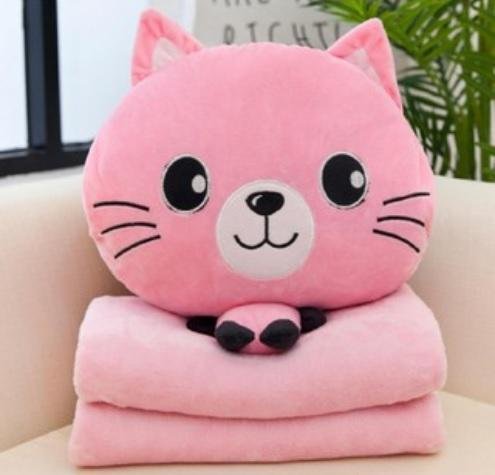 Bộ chăn gối văn phòng mèo đáng yêu 3 trong 1