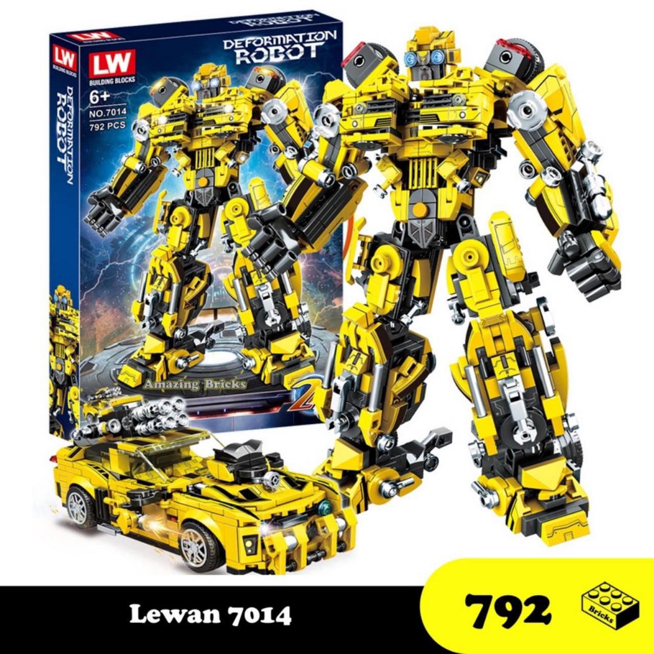 Xếp hình lắp ráp mô hình robot transformer bumblebee - lw 7014 - 816 mảnh