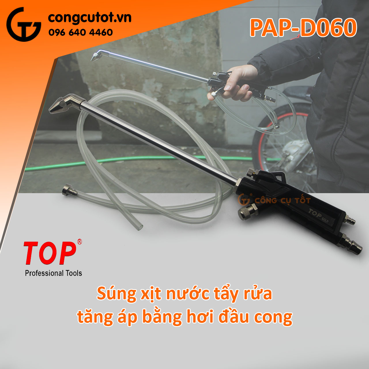 Đầu xịt nước tăng áp bằng hơi đầu cong top pap-d060