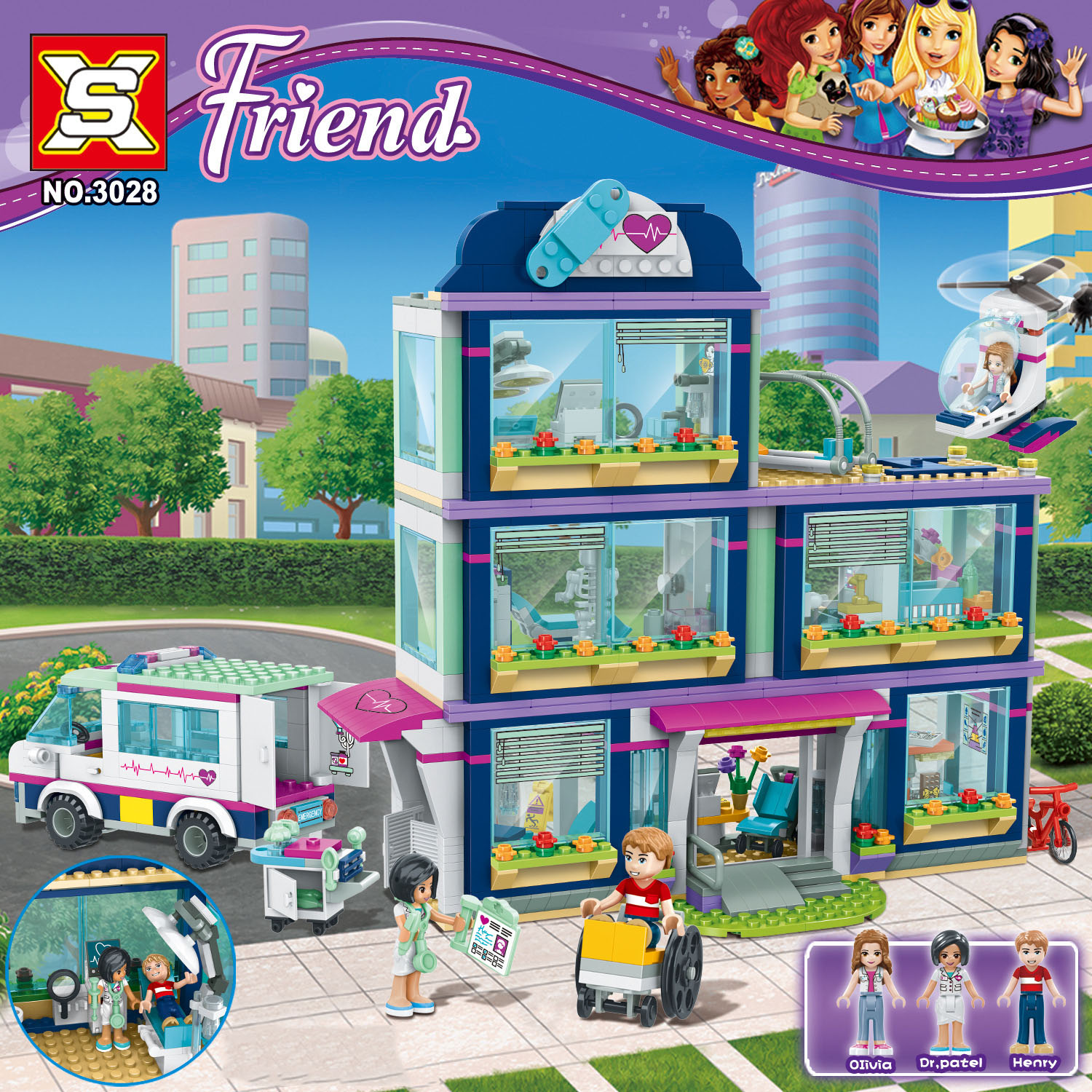 Đồ chơi xếp hình lắp ráp Đồ chơi kiểu lego 932 pcs bệnh viện 3 tầng Heart Lake City Hospital 90002