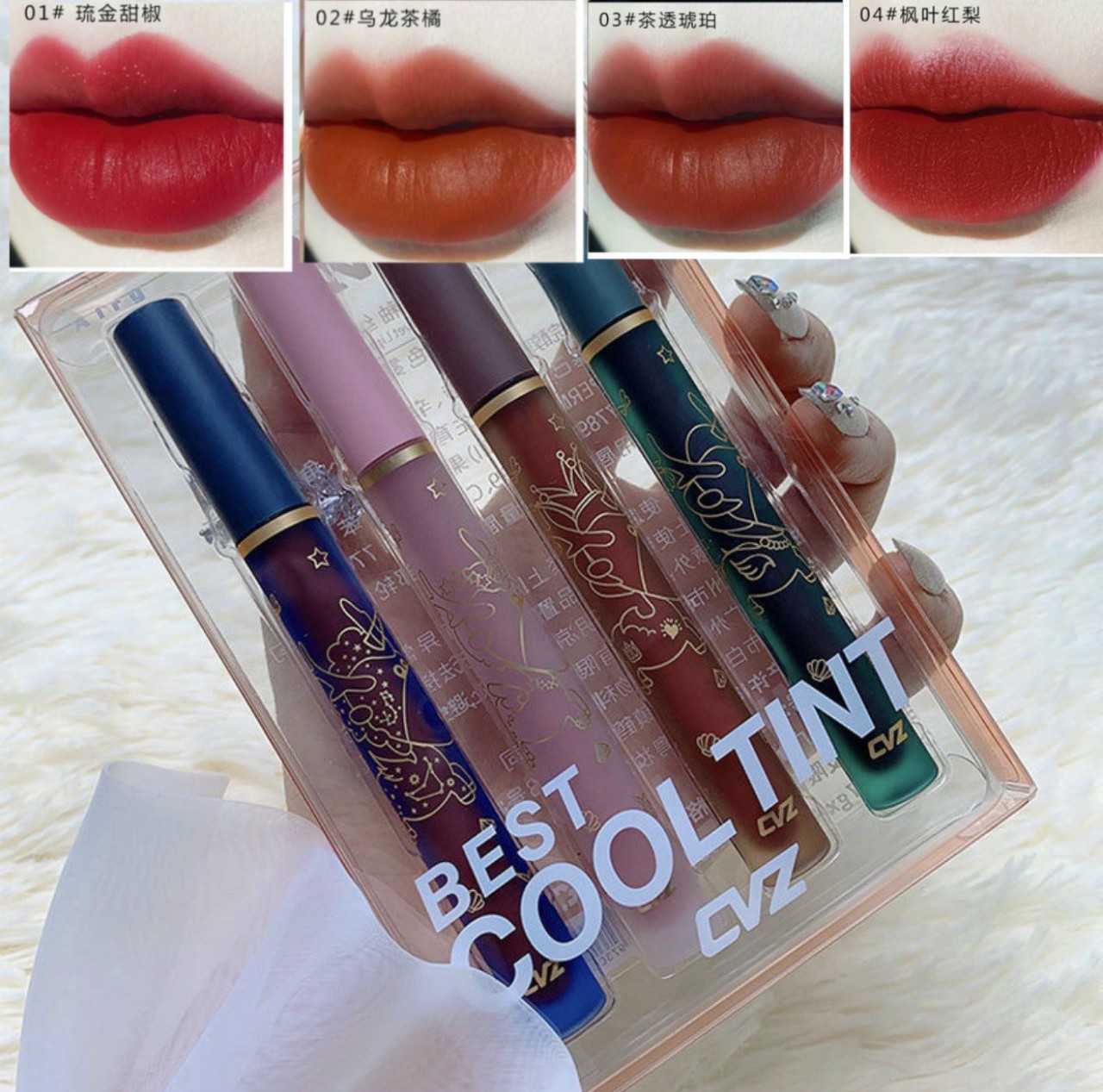 [HCM] Sale Sập Sàn ;Set 4 Cây Son Kem CVZ Best Cool Tint Siêu Xinh