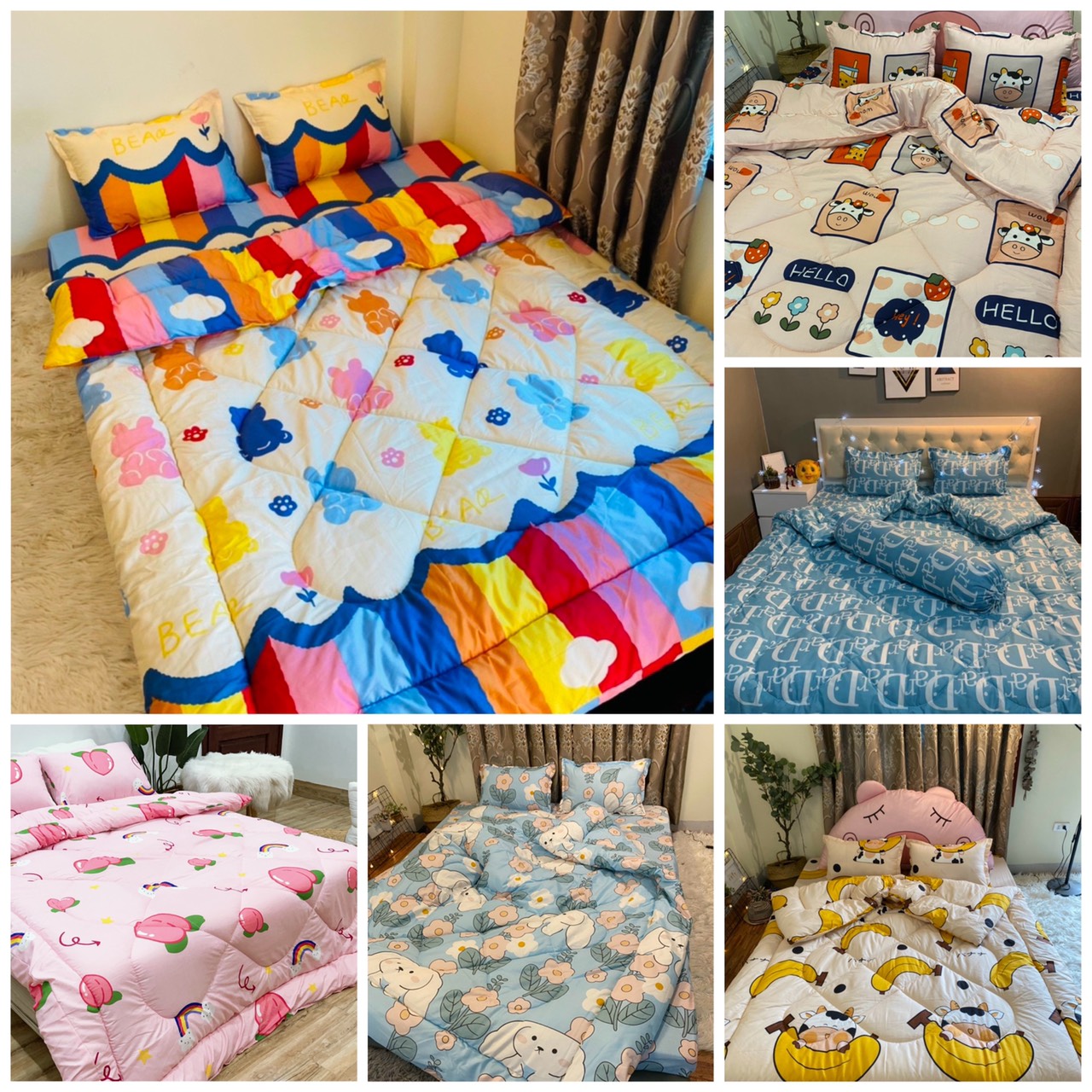 Chăn phao siêu nhe, Chăn bông gòn cotton poly 1m9x2m1 nhiều màu lựa chọn