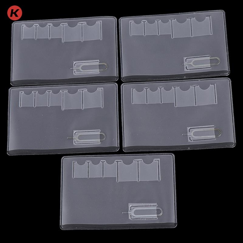 CW 5pcs Universal 6 Sim Card Storage Case Box Bag Easy Carry Clear