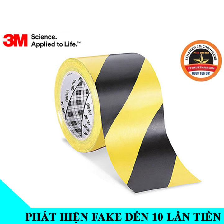 Băng keo dán nền cảnh báo sọc vàng đen 3M 766 Chính hãng Hà Nội