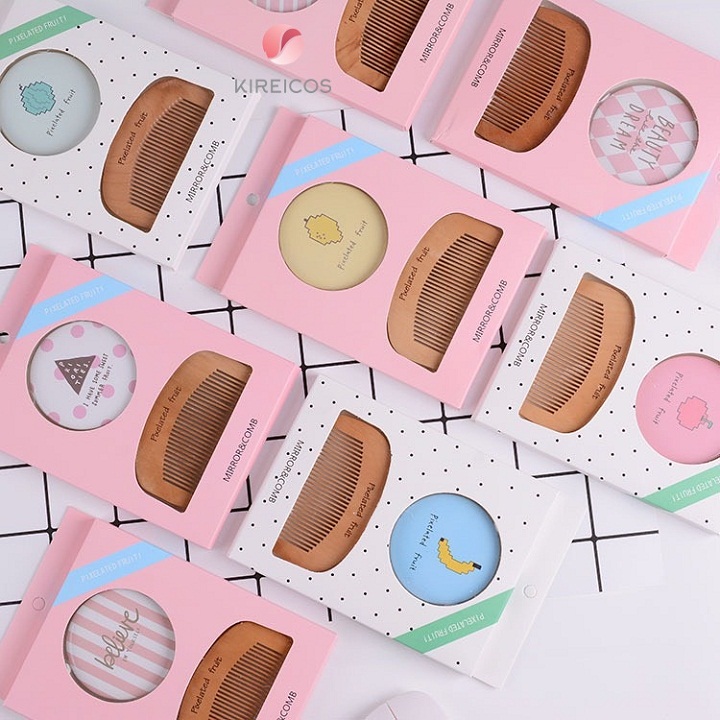 [HCM]Set Gương Lược Mini Hình Trái Cây – Màu Ngẫu Nhiên - kireicos