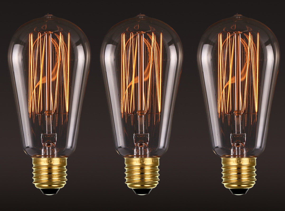 Bộ 3 bóng đèn edison vintage bulb st64 40w e27 220v dùng dimmer điều chỉnh độ sáng tối