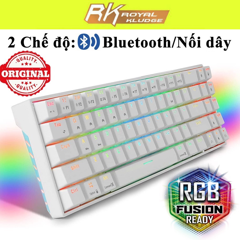 Bàn phím cơ không dây Royal Kludge RK71 RGB 71 phím thiết kế đẹp nhỏ gọn nhẹ dễ dàng mang theo tương thích với nhiều thiết bị