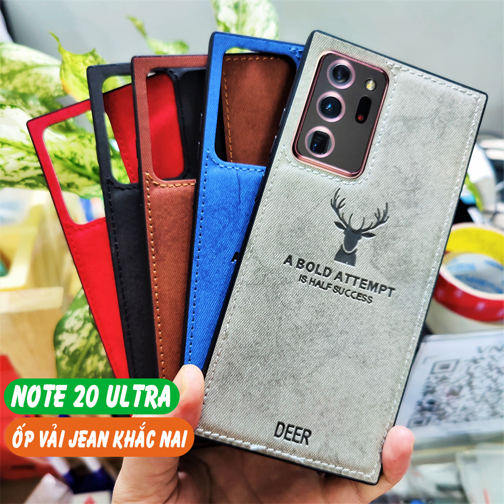 Ốp lưng samsung note 20 ultra vải Jean VÂN NAI chống bám bẩn bảo vệ camera phụ kiện điện thoại huỳnh tân store