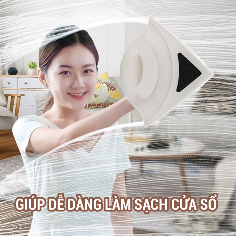 Dụng cụ lau kính 2 mặt nam châm lau cửa kính cao tầng sạch tiện dụng lau kính nam châm