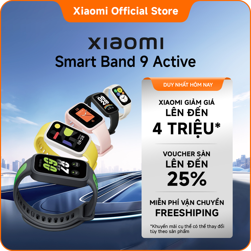 Vòng đeo tay thông minh Xiaomi Smart Band 9 Active | Màn hình TFT 1,47'', tần số quét cao 60Hz | Thời lượng pin lên đến 18 ngày, khả năng chống nước 5ATM* | Theo dõi giấc ngủ và sức khỏe toàn diện nâng cấp*