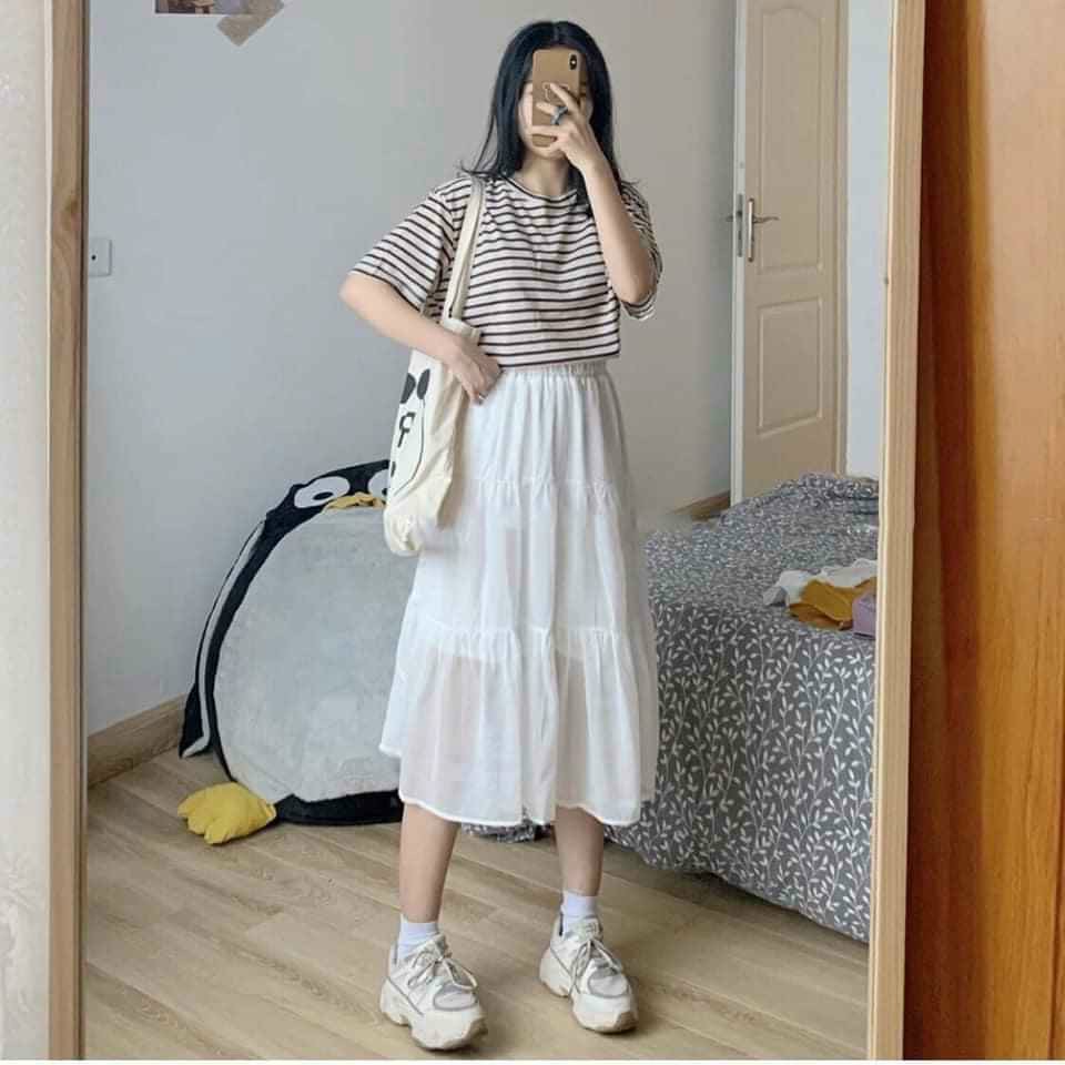 Chân váy voan tầng dài,chân váy nữ,ly store