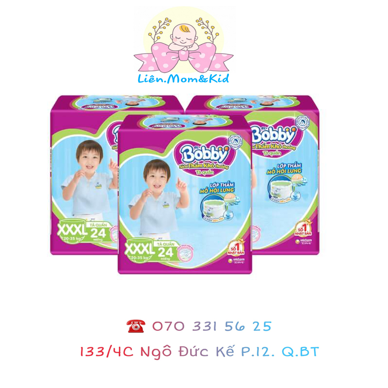Tã/bỉm quần bobby đệm lưng thấm mồ hôi jumbo xxxl24 - 24 miếng