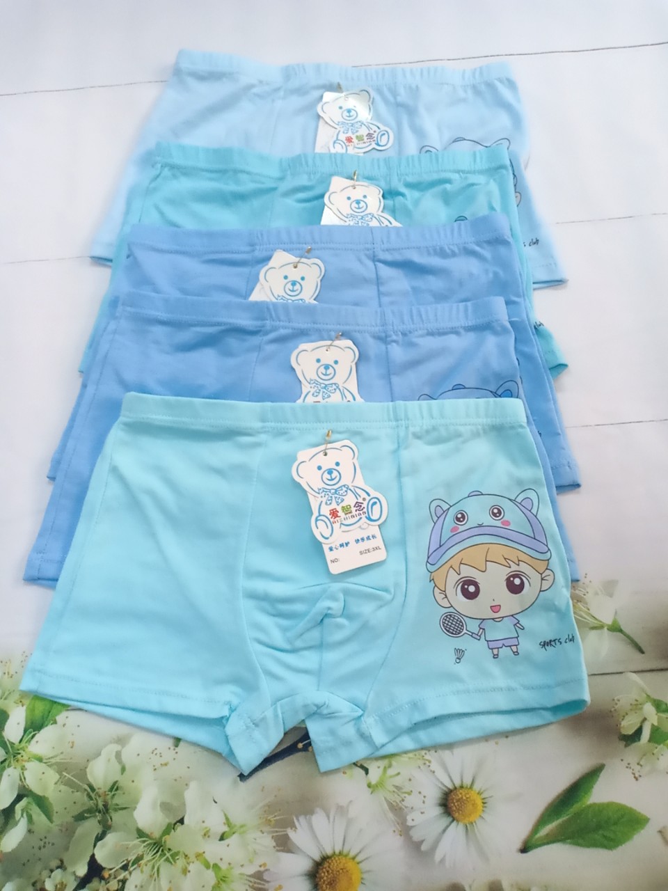Combo 5 quần chip đùi bé trai cotton đẹp in