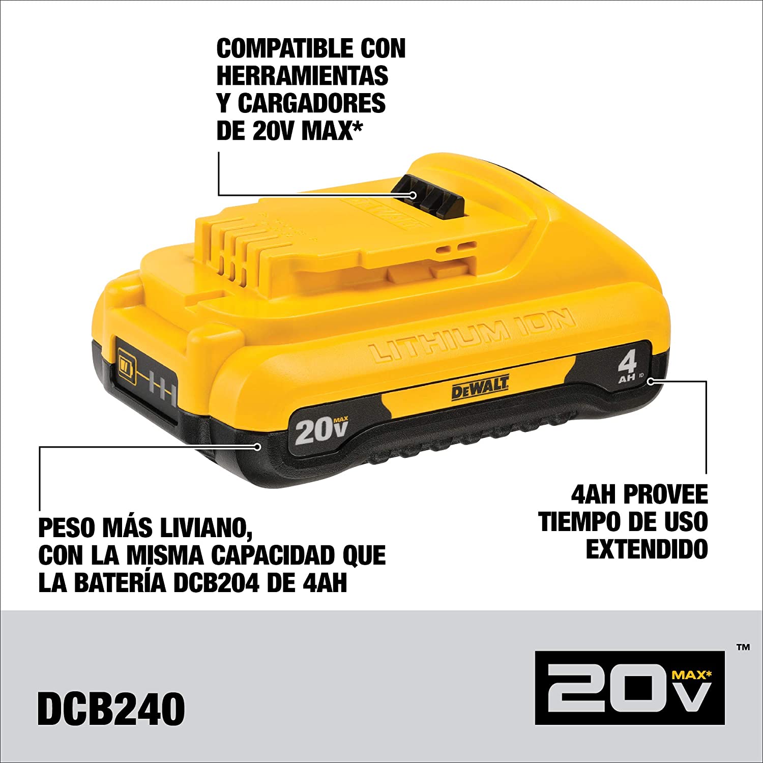 Pin dewalt 18/20v - 4ah xr li-ion dcb182-b1 dcb240 mới - chính hãng