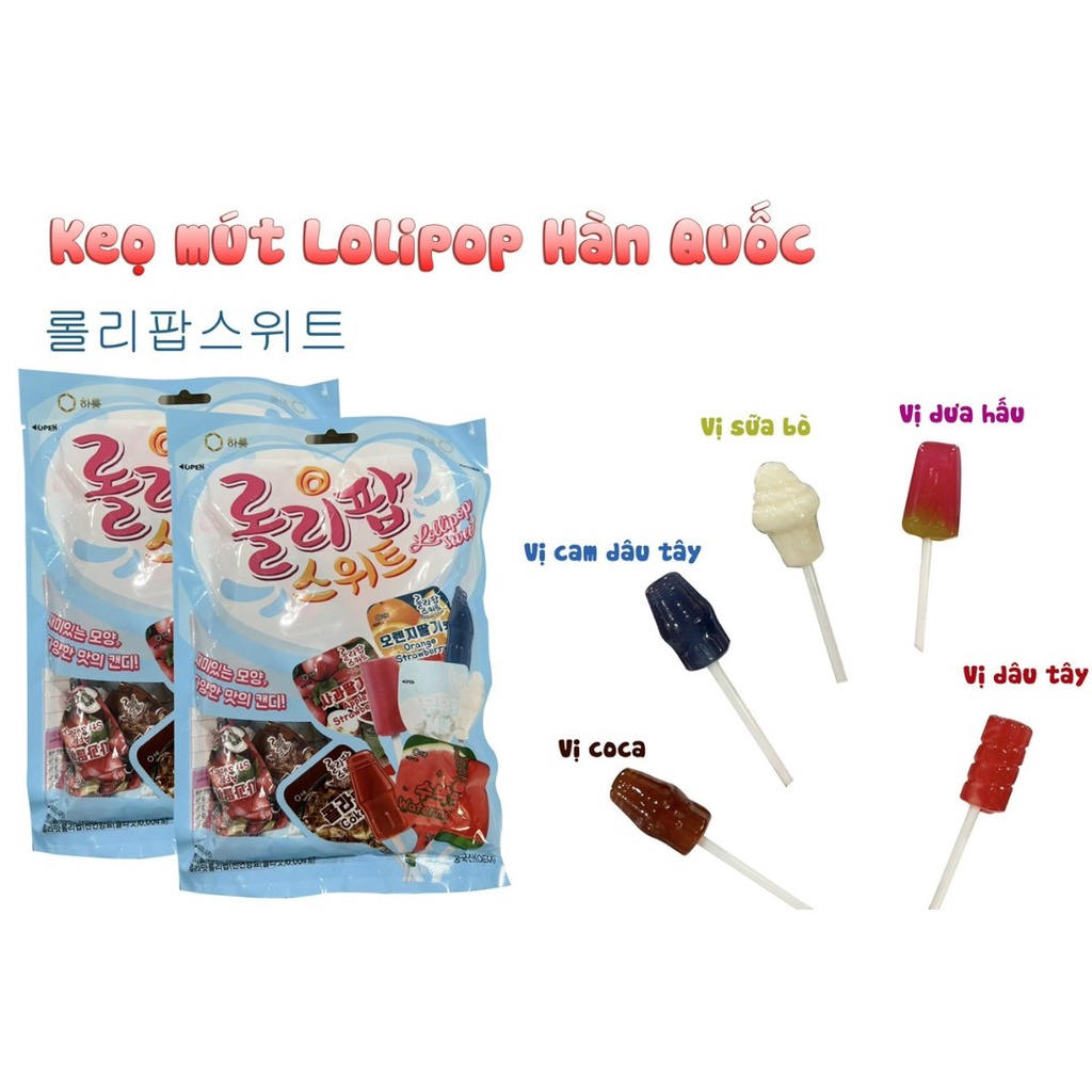 Kẹo mút lollipop ice lotte hàn quốc túi 132g