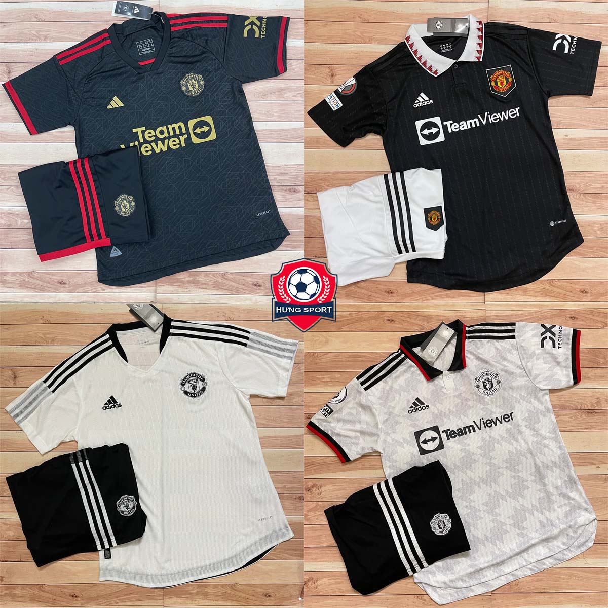 Áo Bóng Đá CLB Manchester United, Áo Đá Banh Mu Training 2023 - Vải Polyester Gai Thái Cao Cấp