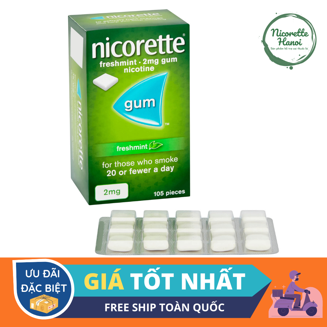 (Sale) Kẹo cai thuốc_lá siêu hiệu quả Nicorette 2mg vỉ 15 viên-Nicorette Gum 2mg-15 pieces