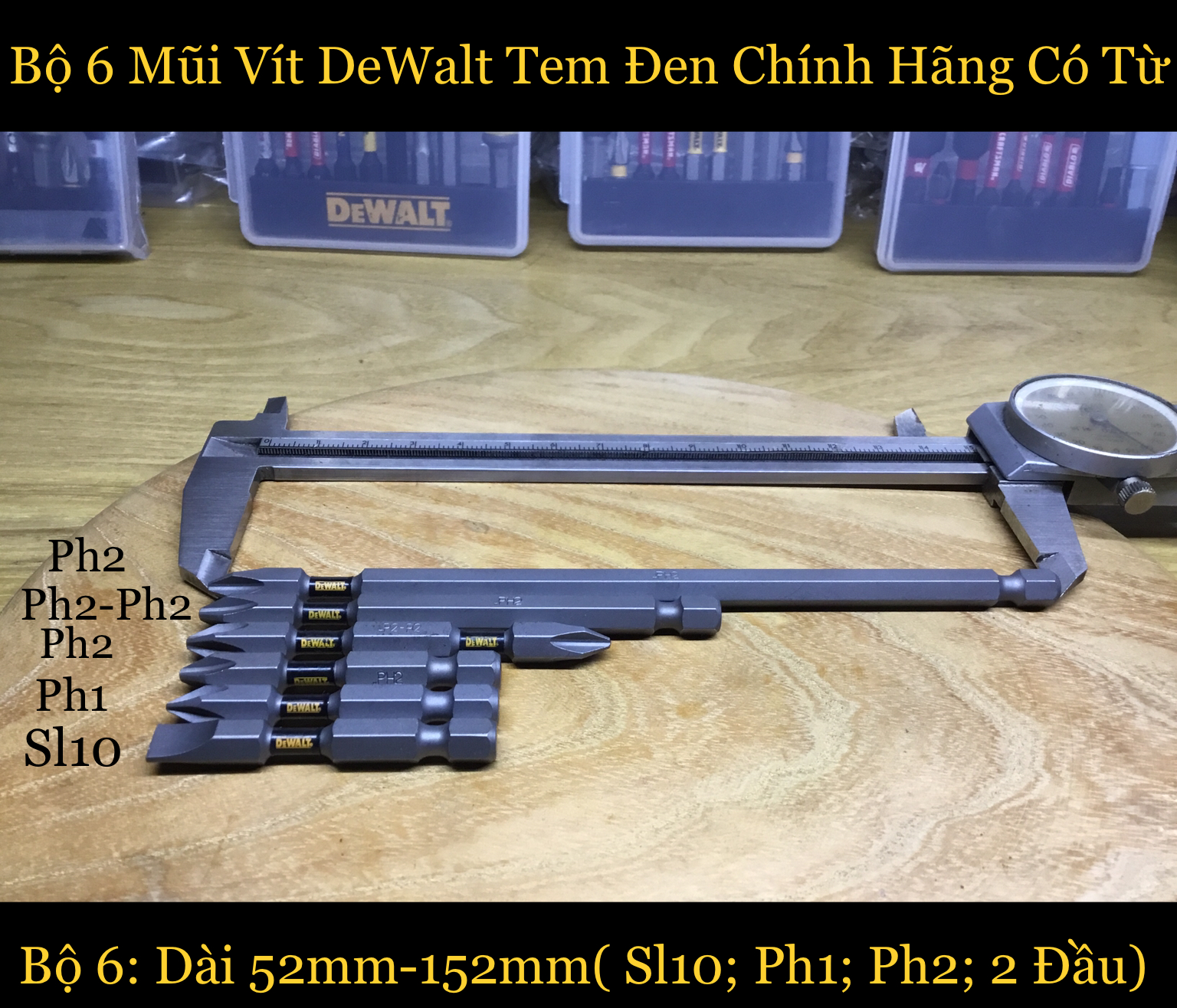Bộ 6 mũi vít dewalt tem đen chính hãng có từ