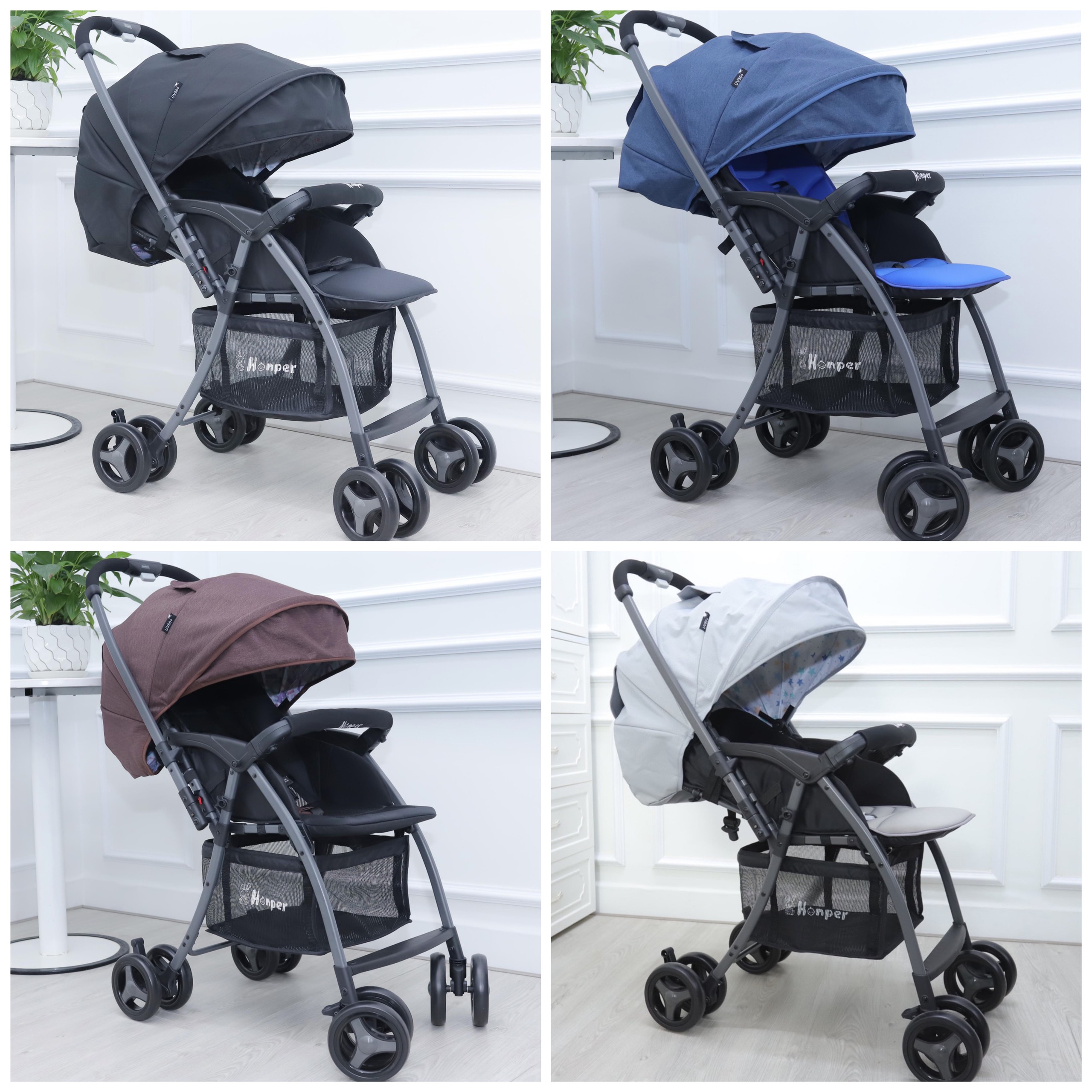 Xe đẩy cao cấp Honper xuất hàn 2 chiều 3 tư thế phân phối chính hãng Bonbon Mart