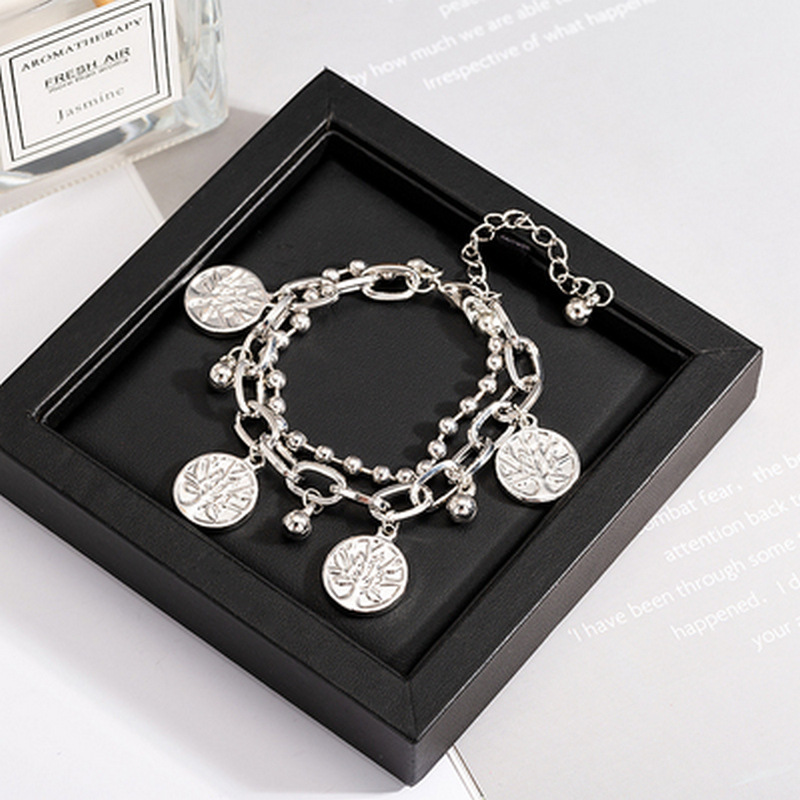 Lắc tay nữ 2 lớp kiểu dáng Hàn Quốc - Vòng tay hợp kim màu bạc