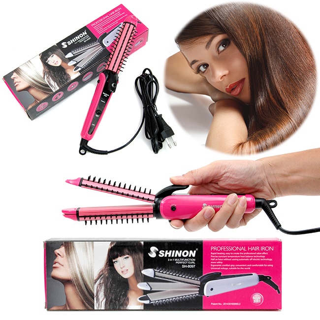 Máy tạo kiểu tóc 3in1 MODEL 8097 - Máy uốn tóc, duỗi tóc, dập xù tóc đa năng 3 trong 1