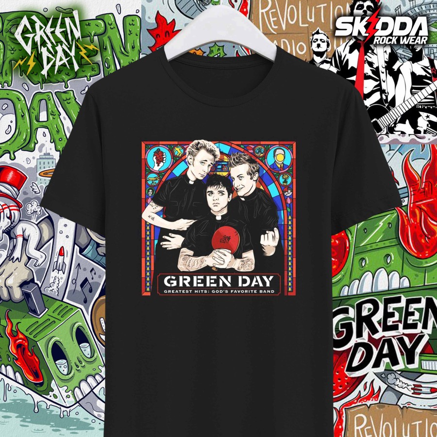 Áo thun in chữ Green DAY Rock cá tính