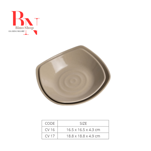 Chén Nhựa Melamine Vuông Màu Nâu